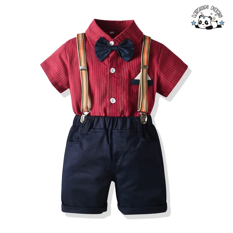 LEZONKIDS - Customizable Big Discount Spring Autumn Boutique Short Sleeve Shirt Kids Toddler Boys Clothing Sets for 2 to 14T